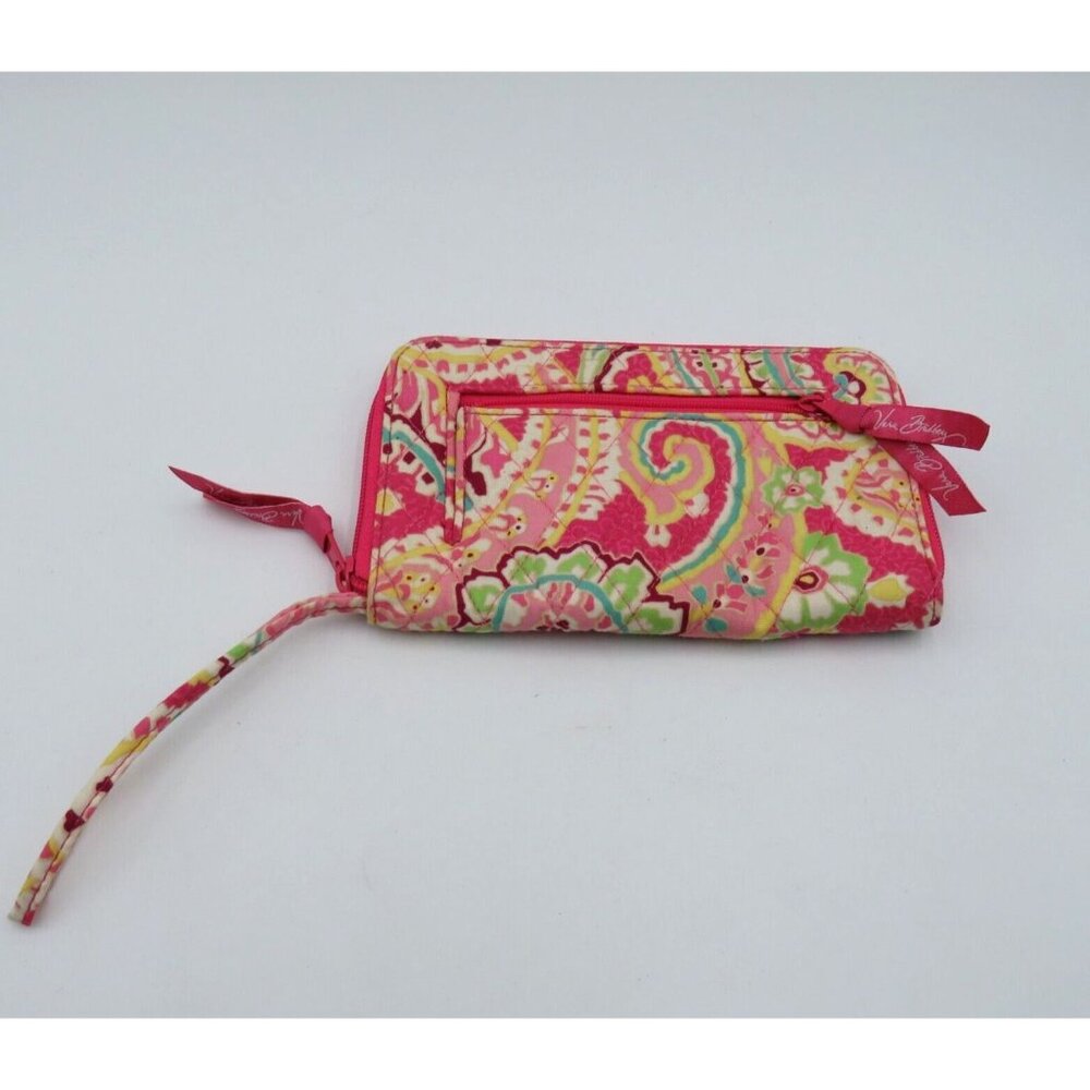 Vera Bradley Wallet Large‎ Zip Travel Organizer Wristlet Capri Melon Pink